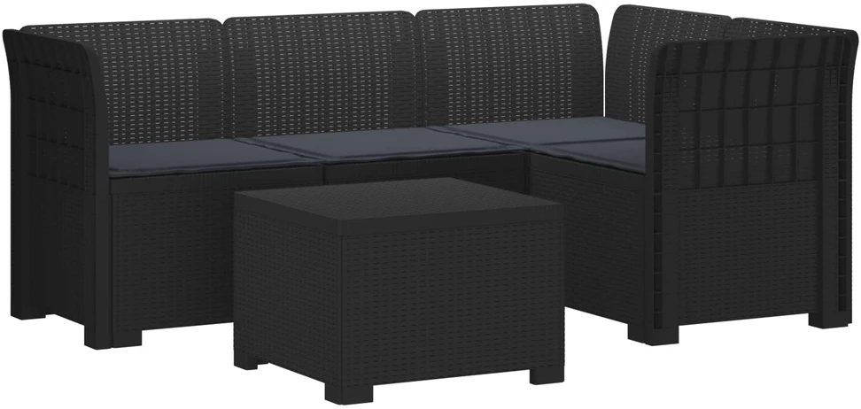 4 Vietų Sodo Sofa su Pagalvėlėmis Ratanų Imitacija PP Antracito