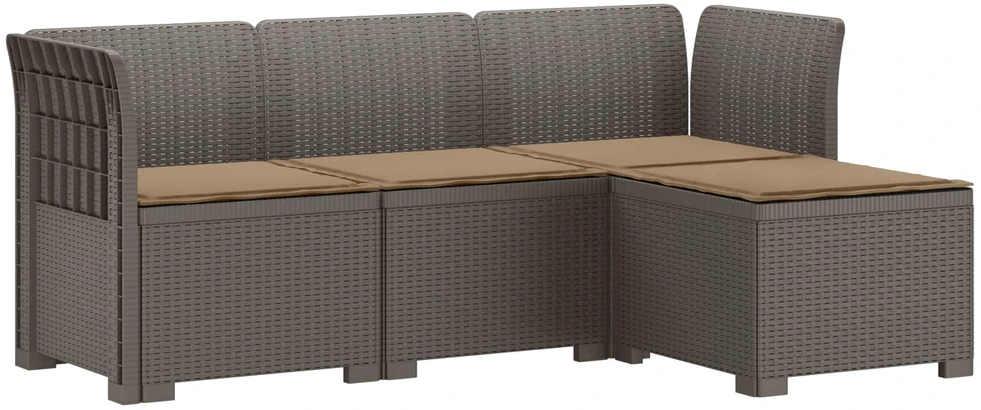 4 Vietų Sodo Sofa su Pagalvėlėmis Ratanų Imitacija PP