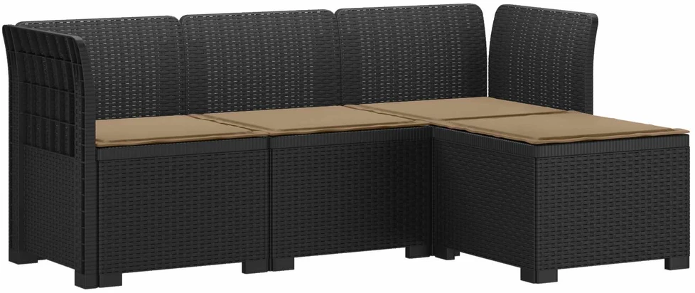 4 Vietų Sodo Sofa su Pagalvėlėmis Ratanų Imitacija PP Antracito