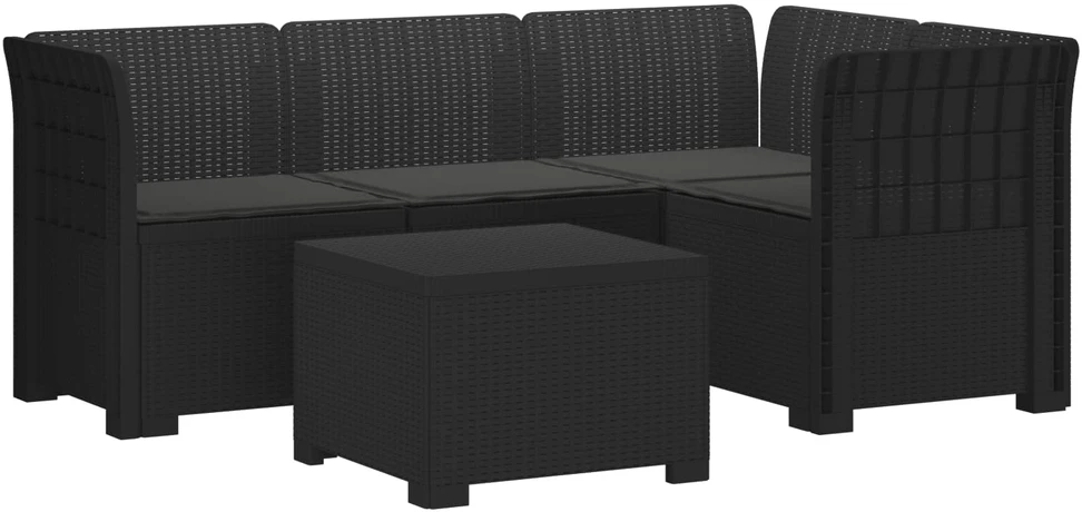 4 Vietų Sodo Sofa su Pagalvėlėmis Ratanų Imitacija PP Antracito