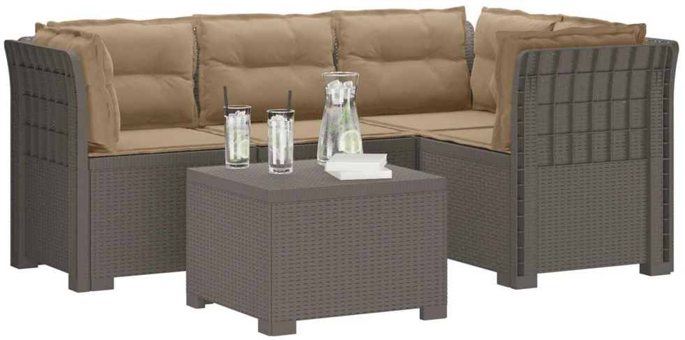 4 Vietų Sodo Sofa su Pagalvėlėmis Ratanų Imitacija PP