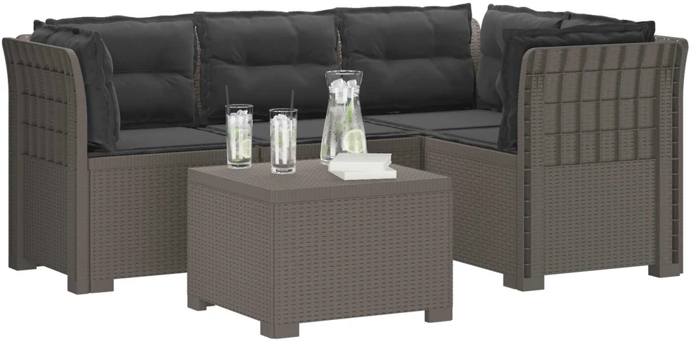 4 Vietų Sodo Sofa su Pagalvėlėmis Ratanų Imitacija PP