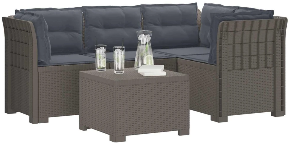 4 Vietų Sodo Sofa su Pagalvėlėmis Ratanų Imitacija PP
