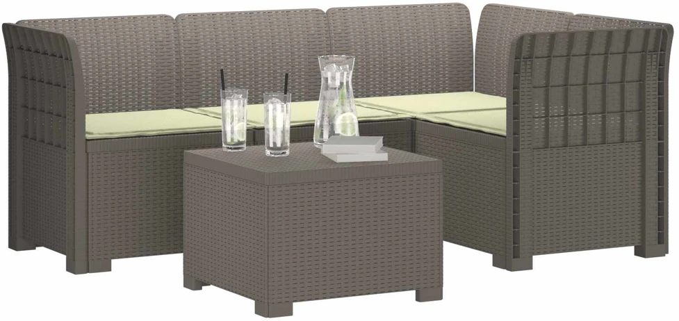 4 Vietų Sodo Sofa su Pagalvėlėmis Ratanų Imitacija PP