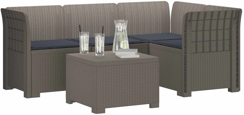 4 Vietų Sodo Sofa su Pagalvėlėmis Ratanų Imitacija PP