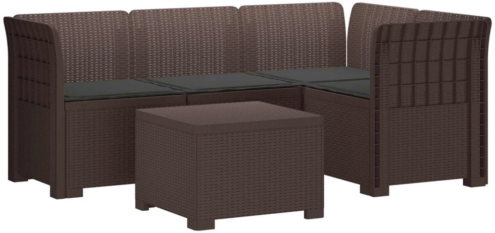 4 Vietų Sodo Sofa su Pagalvėlėmis Ratanų Imitacija PP Ruda