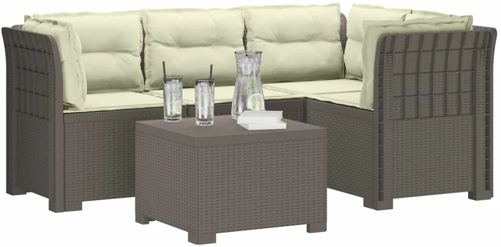 4 Vietų Sodo Sofa su Pagalvėlėmis Ratanų Imitacija PP