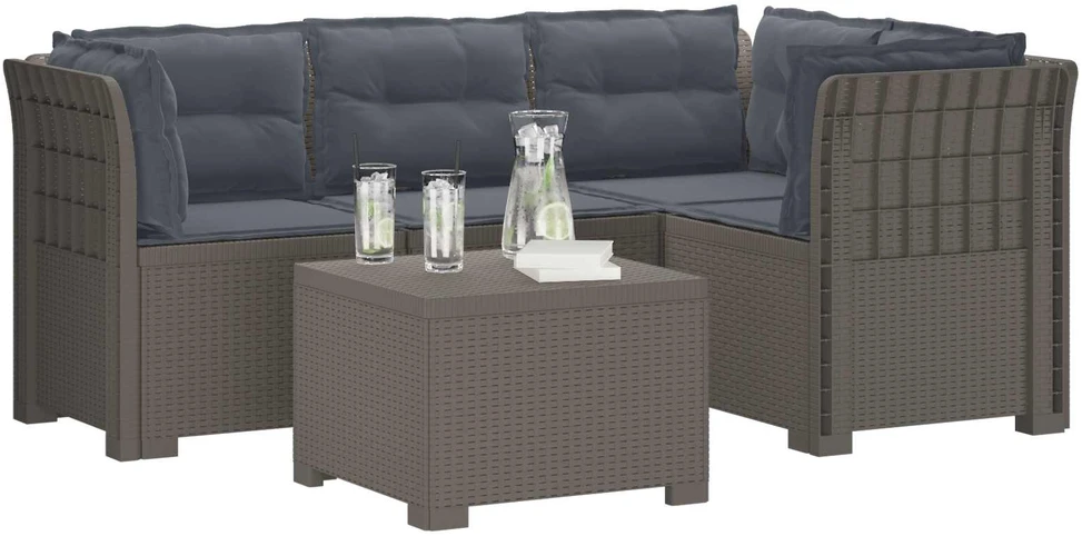4 Vietų Sodo Sofa su Pagalvėlėmis Ratanų Imitacija PP