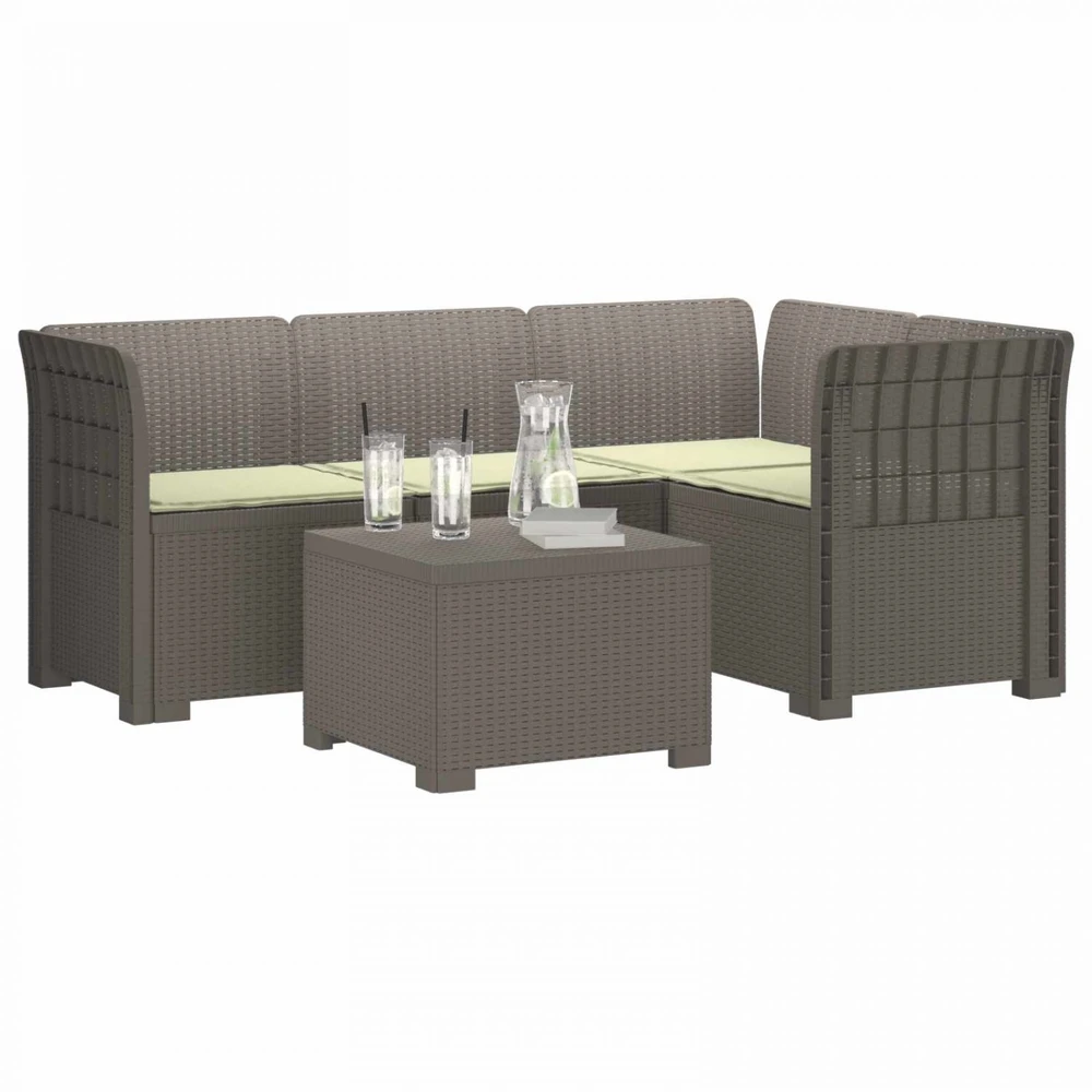 4 Vietų Sodo Sofa su Pagalvėlėmis Ratanų Imitacija PP
