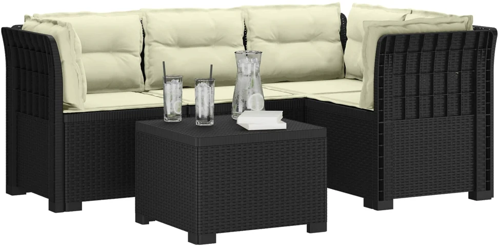 4 Vietų Sodo Sofa su Pagalvėlėmis Ratanų Imitacija PP Antracito