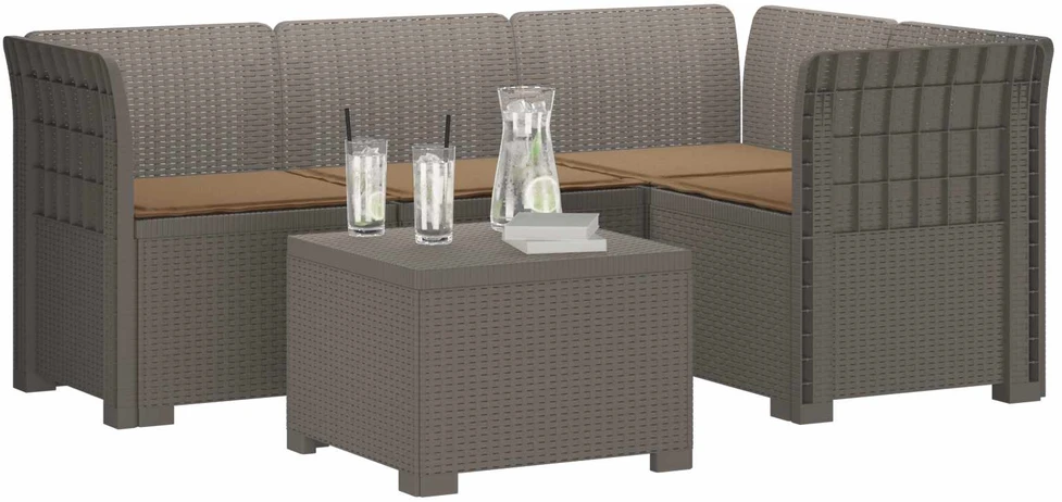 4 Vietų Sodo Sofa su Pagalvėlėmis Ratanų Imitacija PP