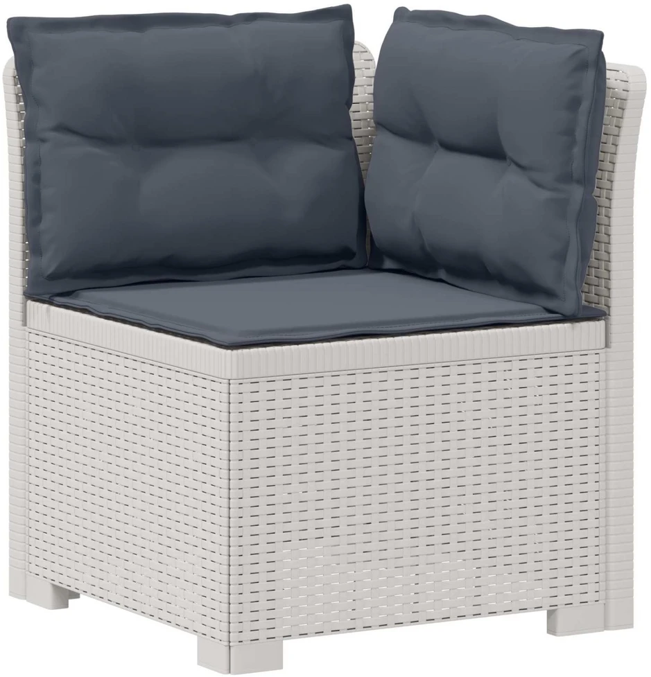 4 Vietų Sodo Sofa su Pagalvėlėmis Ratanų Imitacija PP Balta