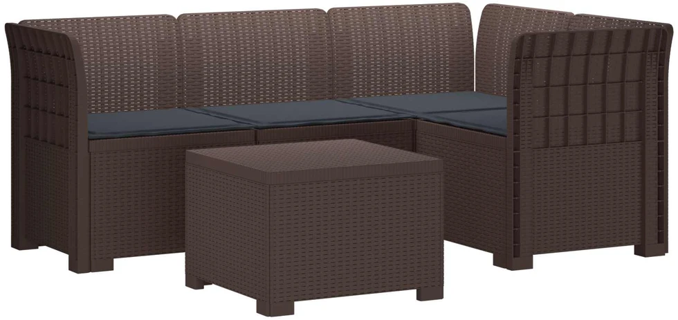 4 Vietų Sodo Sofa su Pagalvėlėmis Ratanų Imitacija PP Ruda
