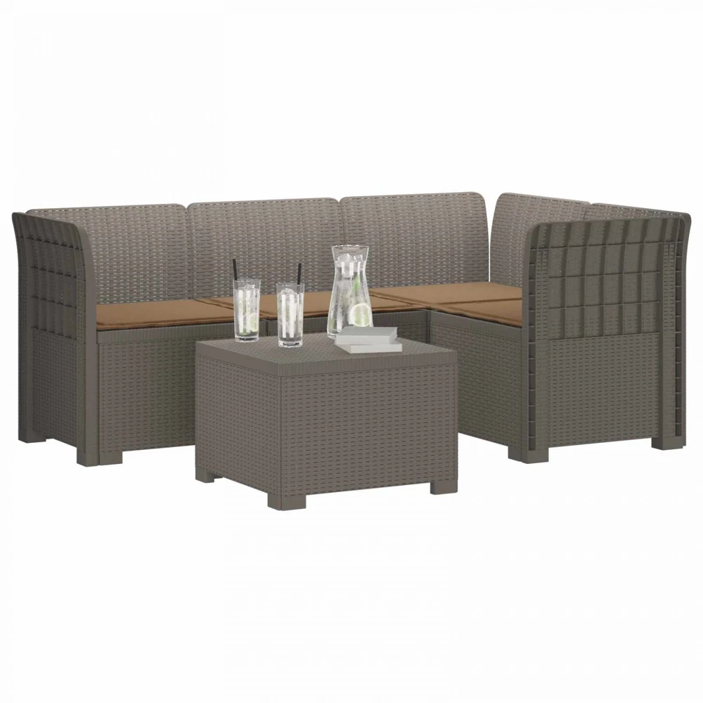 4 Vietų Sodo Sofa su Pagalvėlėmis Ratanų Imitacija PP