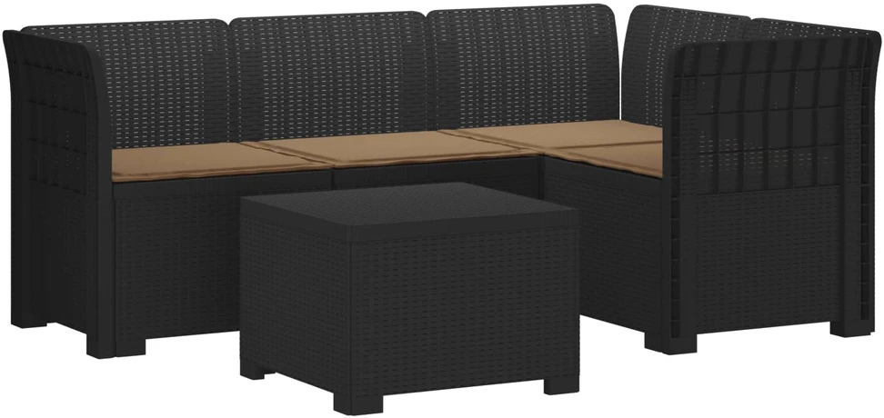 4 Vietų Sodo Sofa su Pagalvėlėmis Ratanų Imitacija PP Antracito