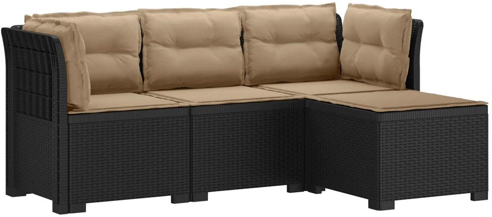 4 Vietų Sodo Sofa su Pagalvėlėmis Ratanų Imitacija PP Antracito