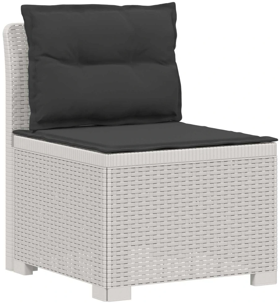 4 Vietų Sodo Sofa su Pagalvėlėmis Ratanų Imitacija PP Balta