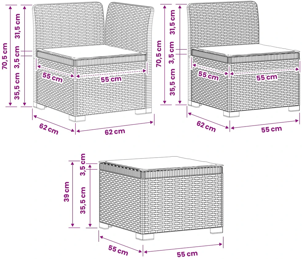 4 Vietų Sodo Sofa su Pagalvėlėmis Ratanų Imitacija PP Balta