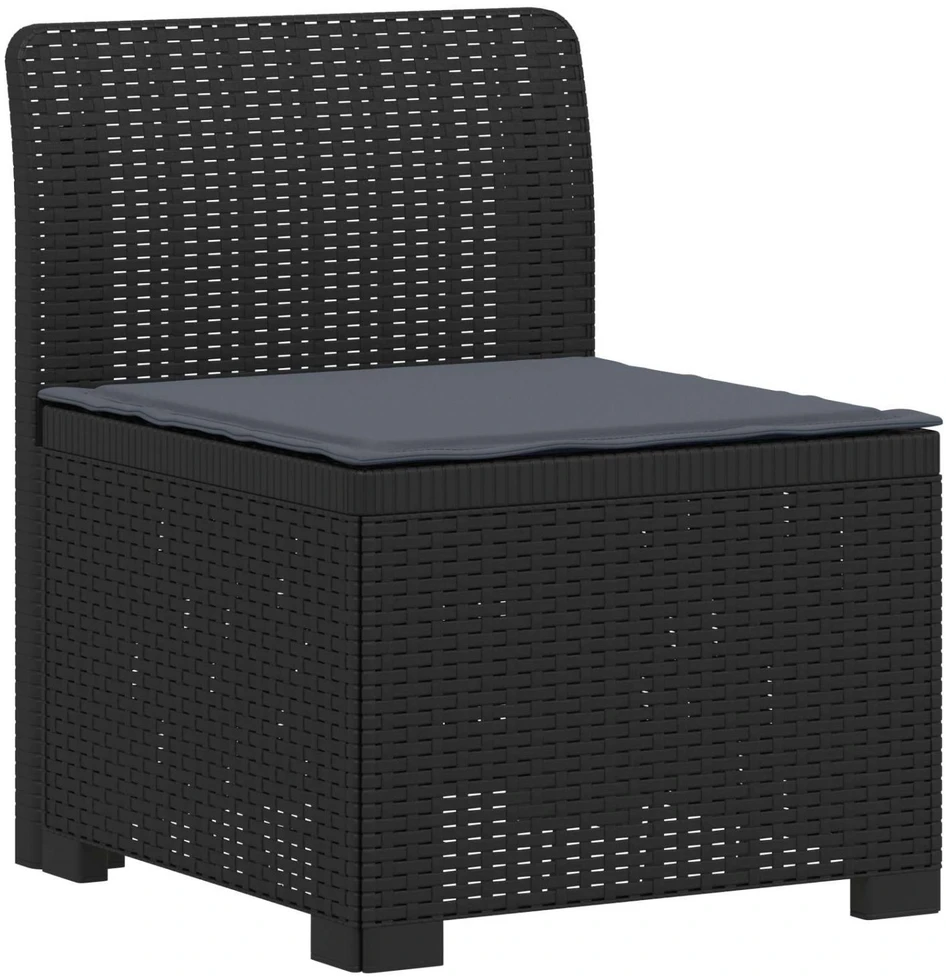 4 vietų sodo sofa su pagalvėmis pintinės išvaizdos PP Antracito