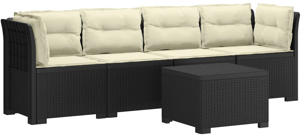 4 vietų sodo sofa su pagalvėmis pintinės išvaizdos PP Antracito