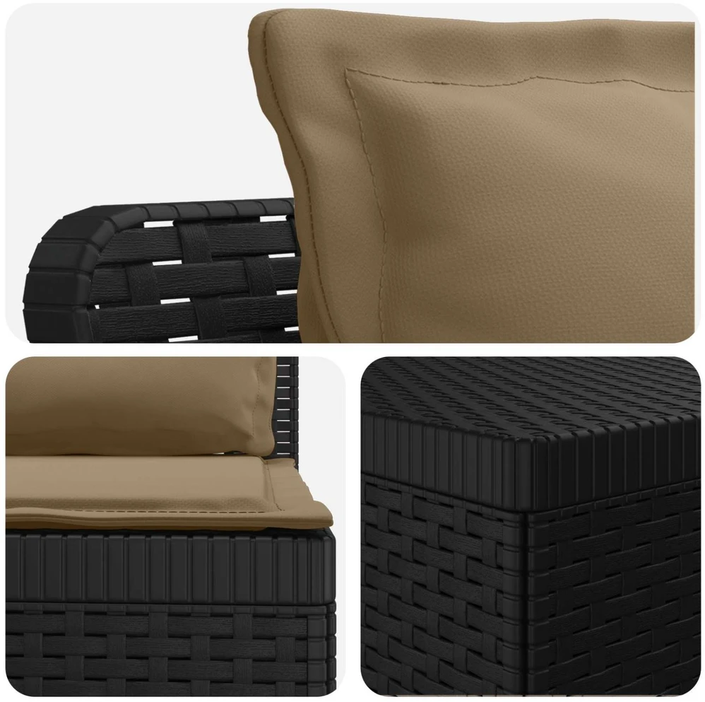 4 vietų sodo sofa su pagalvėmis pintinės išvaizdos PP Antracito