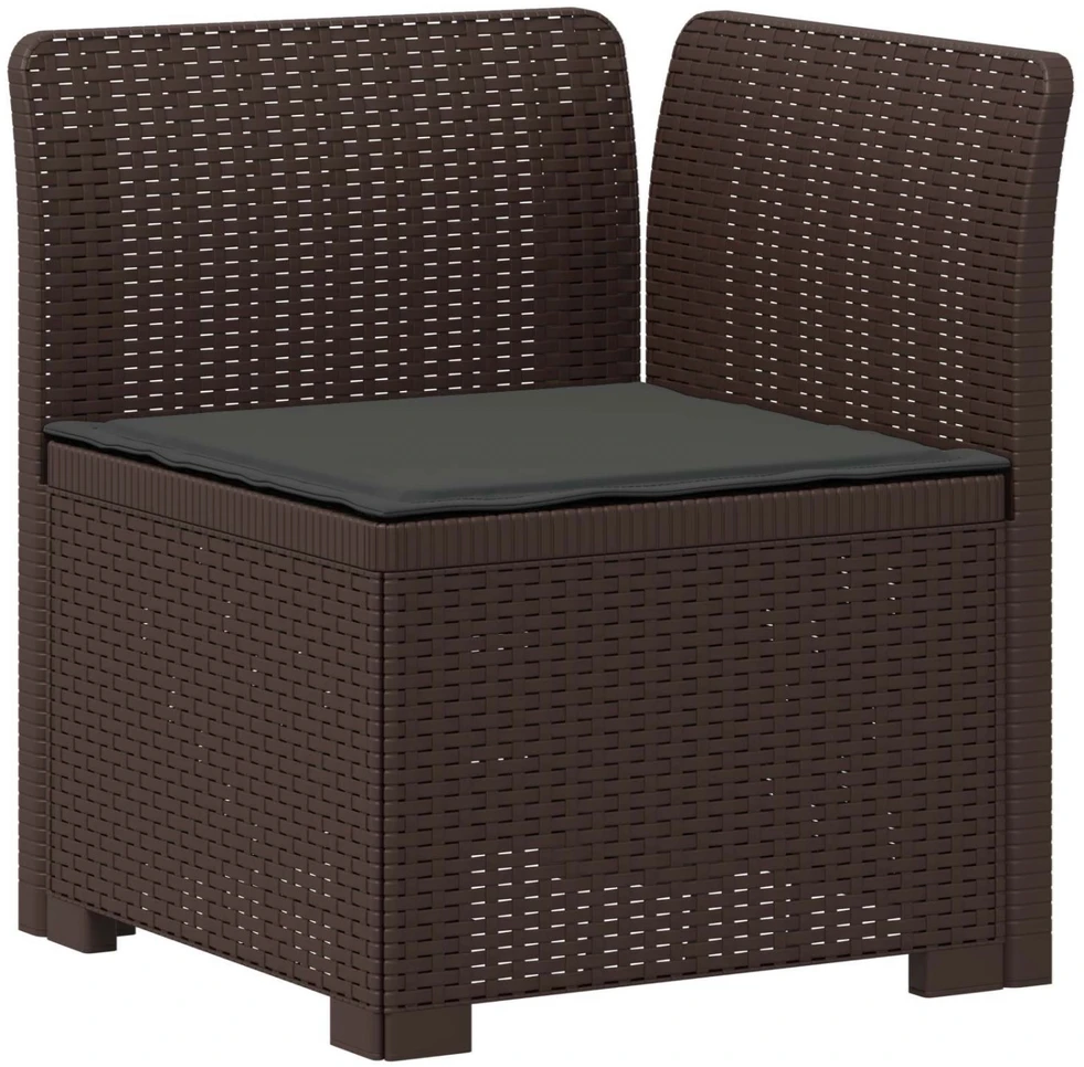 4 vietų sodo sofa su pagalvėmis pintinės išvaizdos PP Ruda