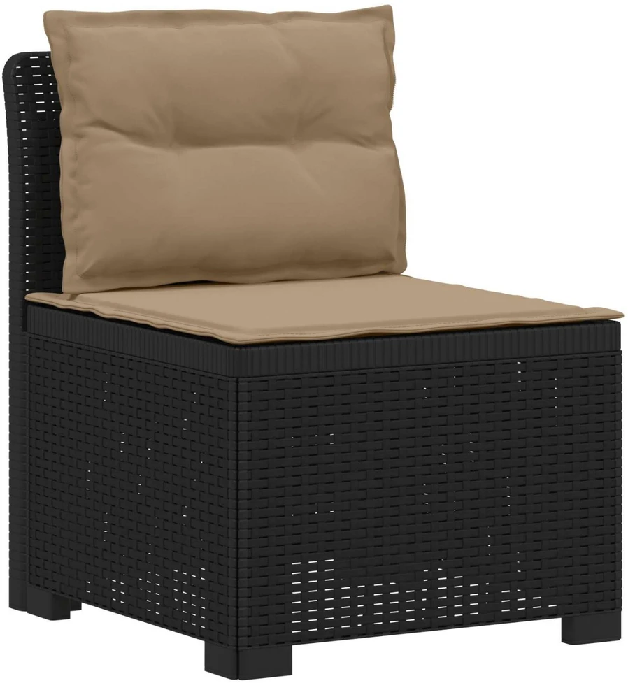 4 vietų sodo sofa su pagalvėmis pintinės išvaizdos PP Antracito