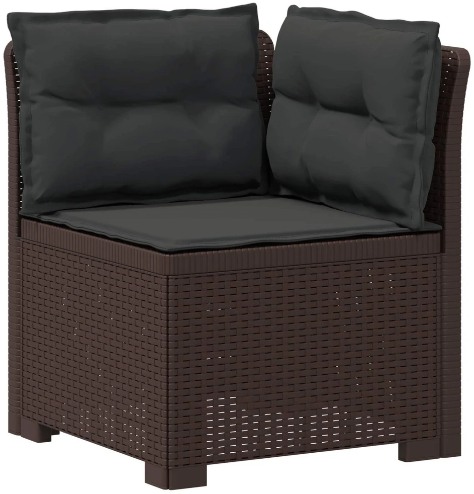 4 vietų sodo sofa su pagalvėmis pintinės išvaizdos PP Ruda