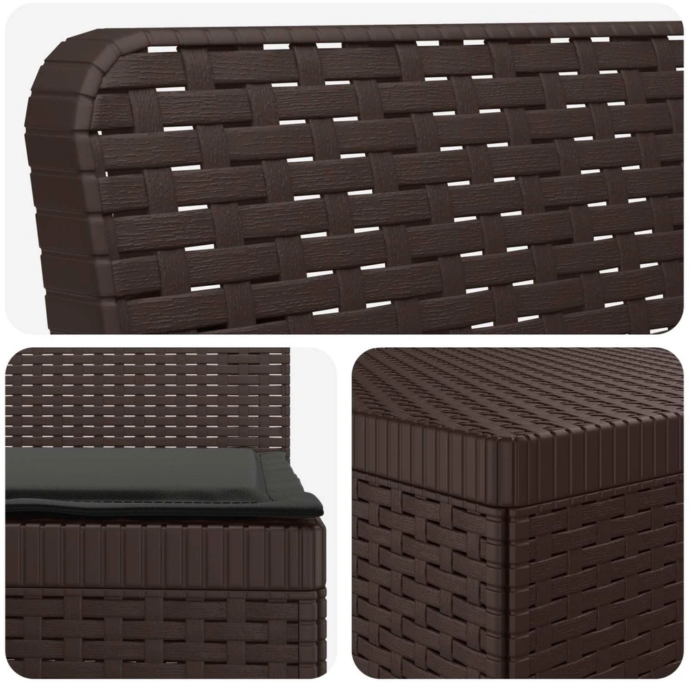 4 vietų sodo sofa su pagalvėmis pintinės išvaizdos PP Ruda