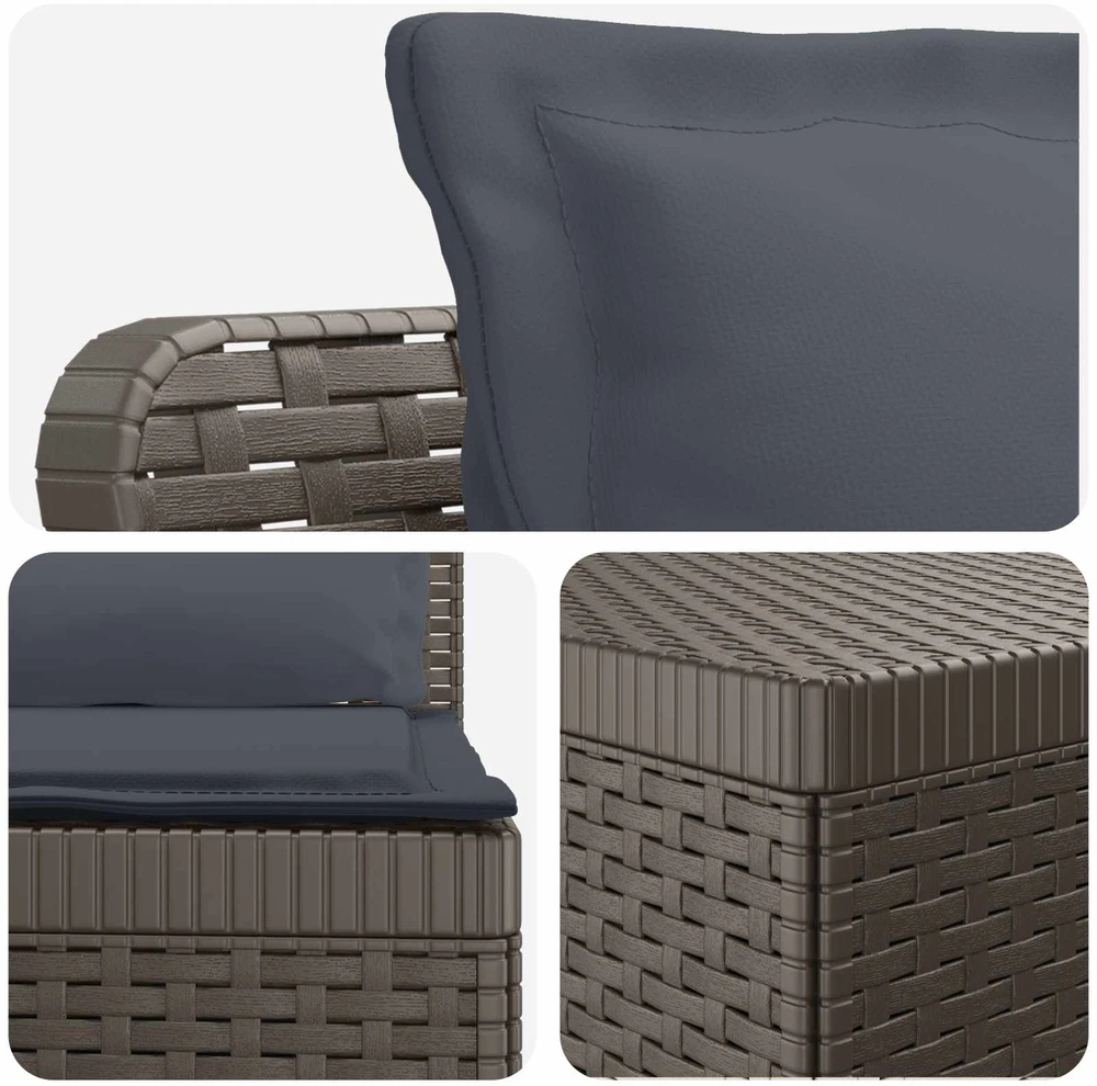 4 vietų sodo sofa su pagalvėmis pintinės išvaizdos PP