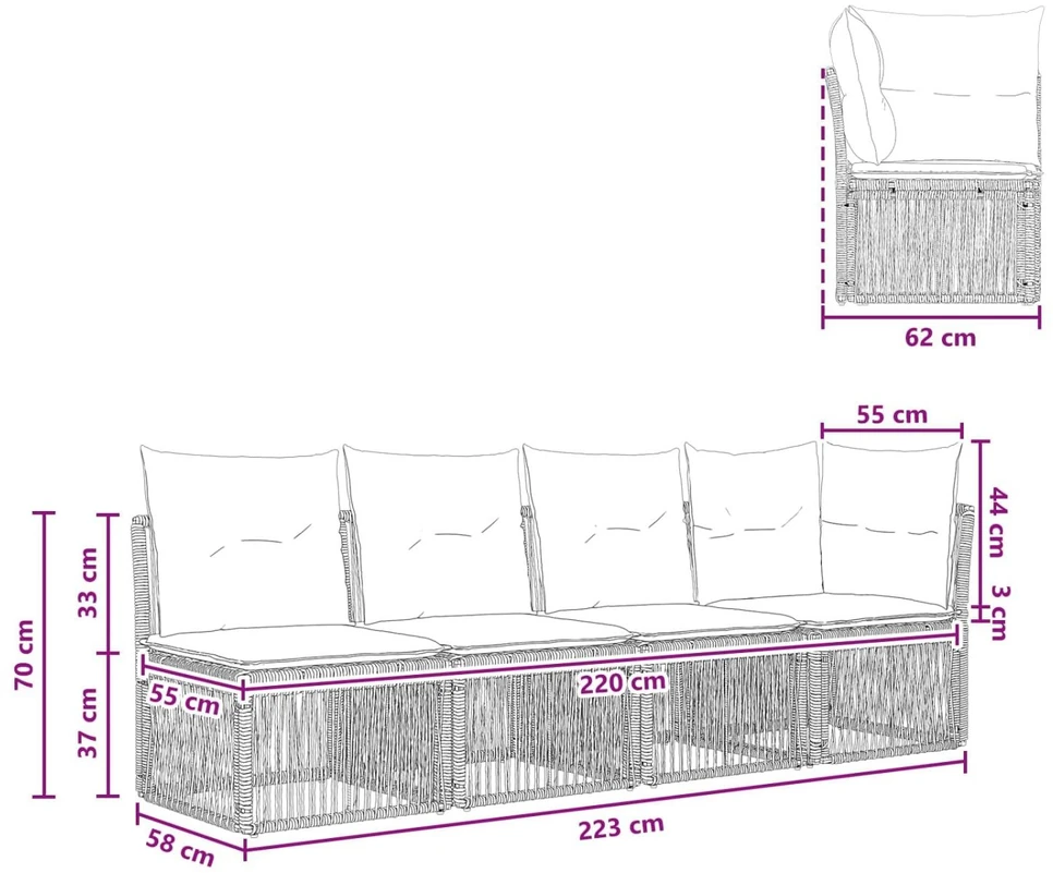 4 vietų sofa su kairiuoju porankiu 4 vnt. 4-Vietų skaičius