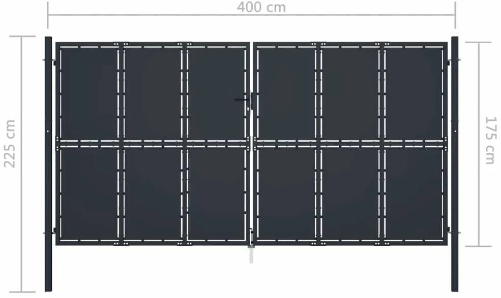 Sodo vartai, antracito spalvos, 400x175cm, plienas