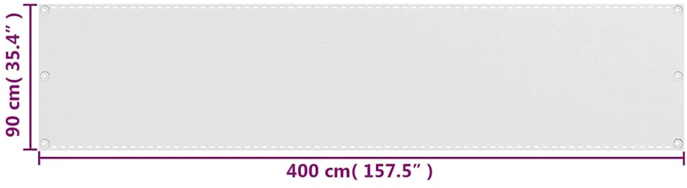 42322 Balkono užsklanda HDPE 90 x 400 cm baltos spalvos