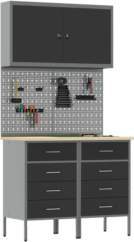 Darbo spinta 5 pcs Juoda Inžinerinė mediena ir plienas