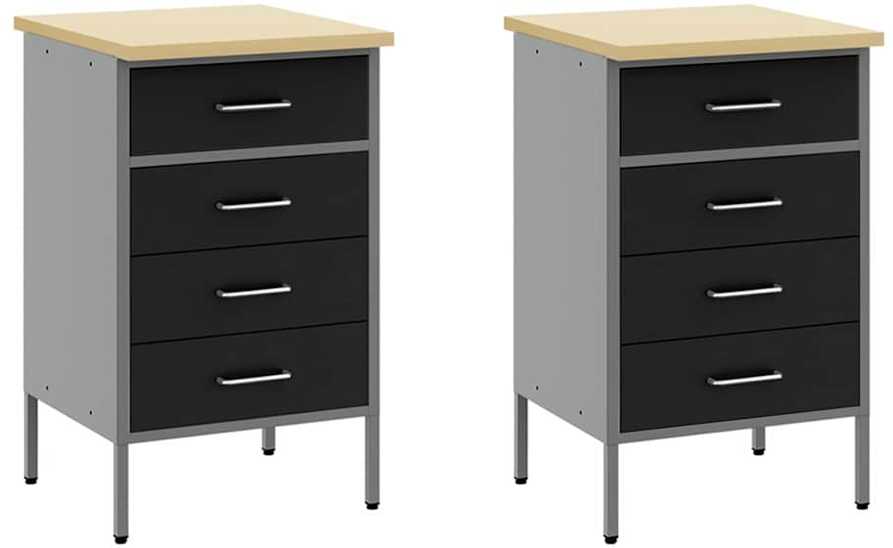 Darbo spinta 5 pcs Juoda Inžinerinė mediena ir plienas