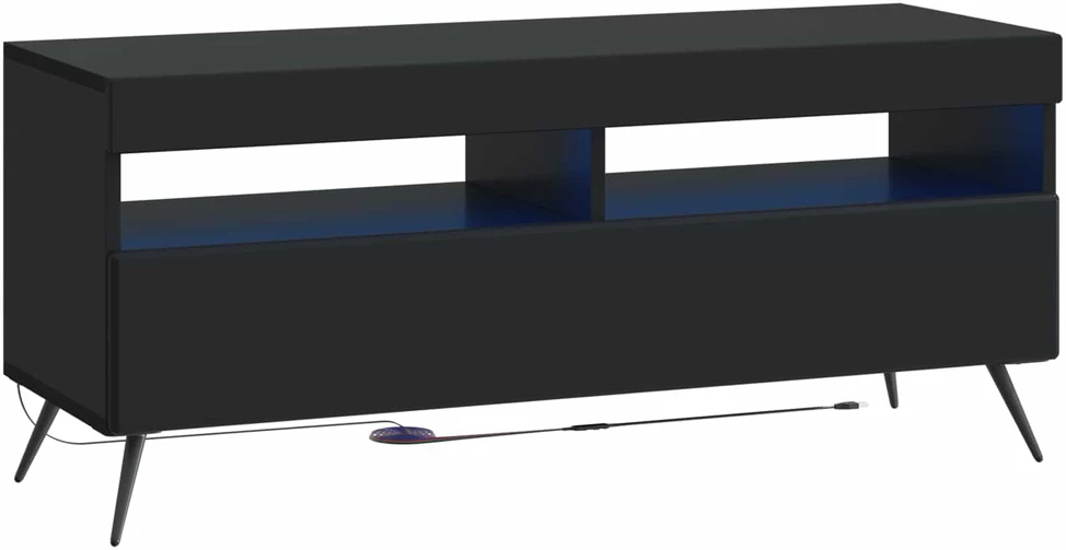 TV staliukas 3 dalių LED televizoriaus spintelė BREDA 3 vnt. Juoda