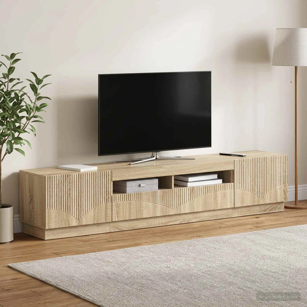 TV staliukas 3 dalių LED televizoriaus spintelė HOORN 3 vnt. Sonoma ąžuolas