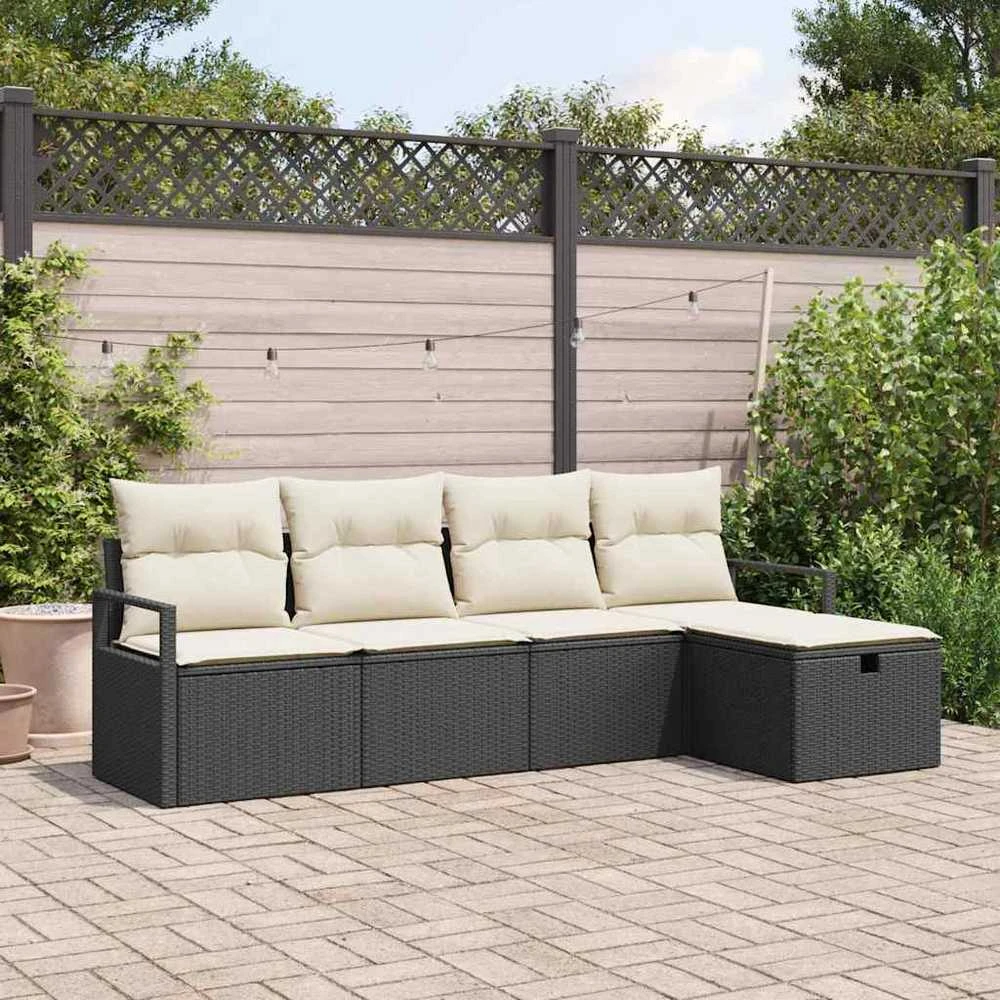 Sofos komplektas 5 vnt. 5-Vietų skaičius Juoda ir kreminė