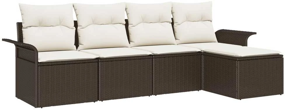 Lauko baldų komplektas Lauko sofa 5 vnt. Ruda poliratanas