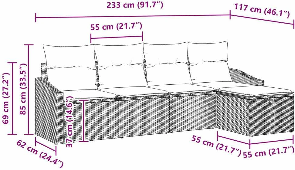 Sofos komplektas 6 vnt. poliratanas