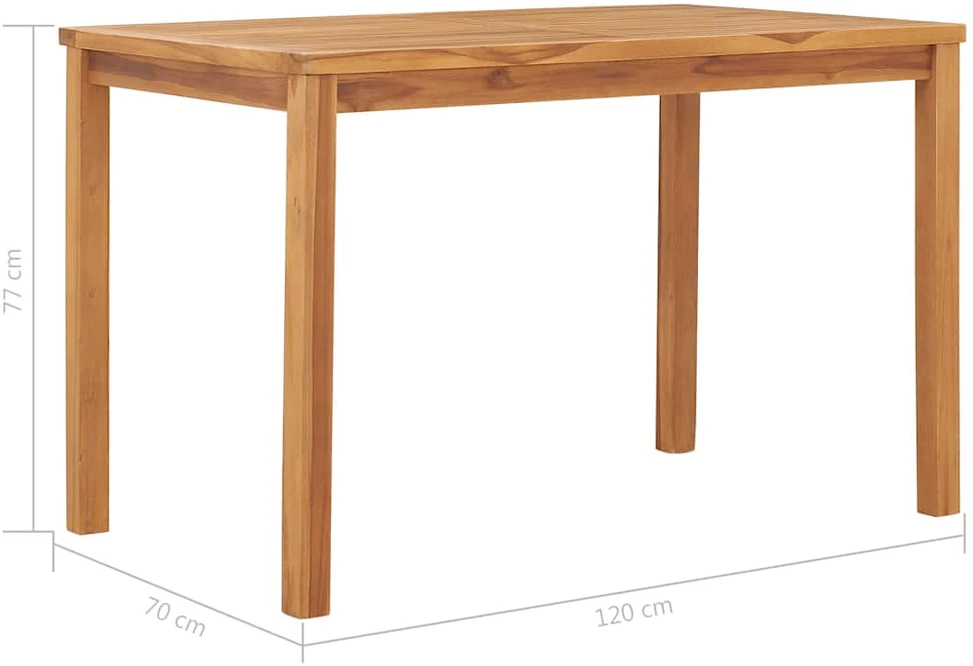 5 dalių sodo valgomojo baldų komplektas, 120x70 cm, tikmedžio masyvas
