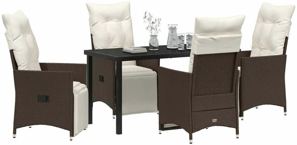 Lauko baldų komplektas Sodo valgomojo komplektas 5 vnt. Ruda poliratanas
