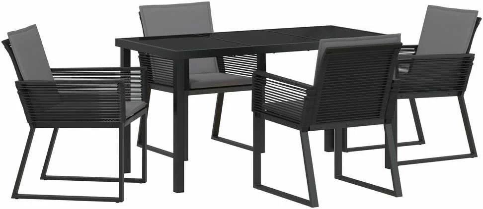 Lauko baldų komplektas Sodo valgomojo komplektas 5 vnt. Juoda