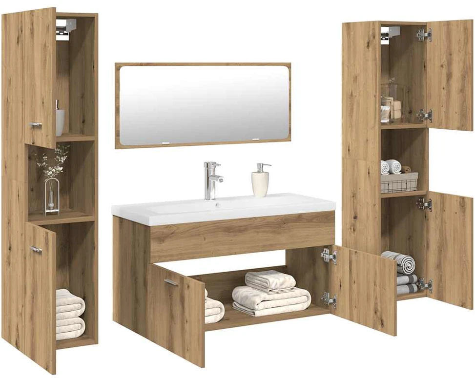 5 dalių vonios baldų komplektas Artisan Oak Engineered Wood