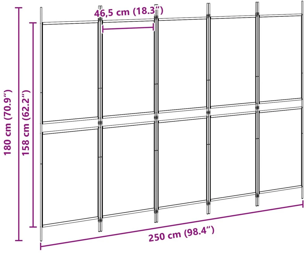 5-Panelis kambario skydas Smėlio 250 x 180 cm Audinys