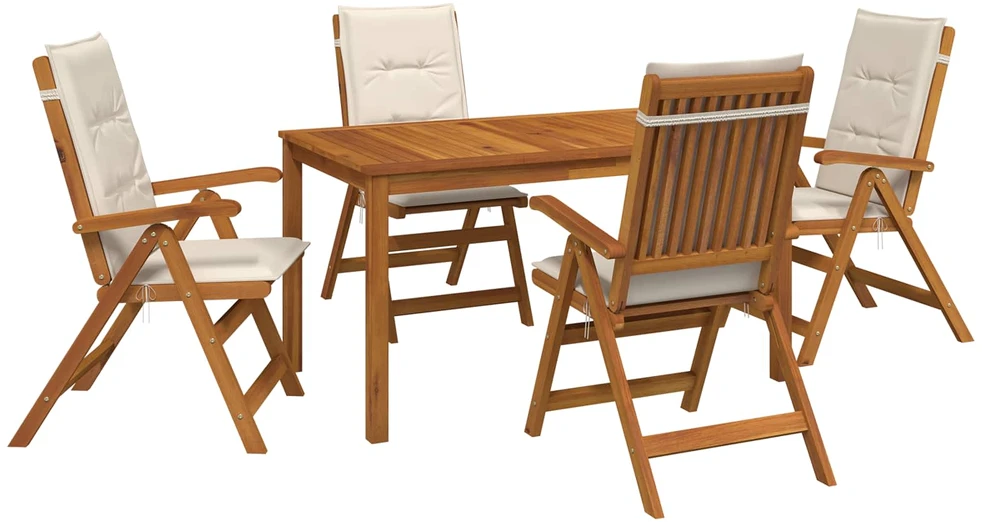 5-Piece Garden Dining Set Natūrali Kietos akacijos mediena