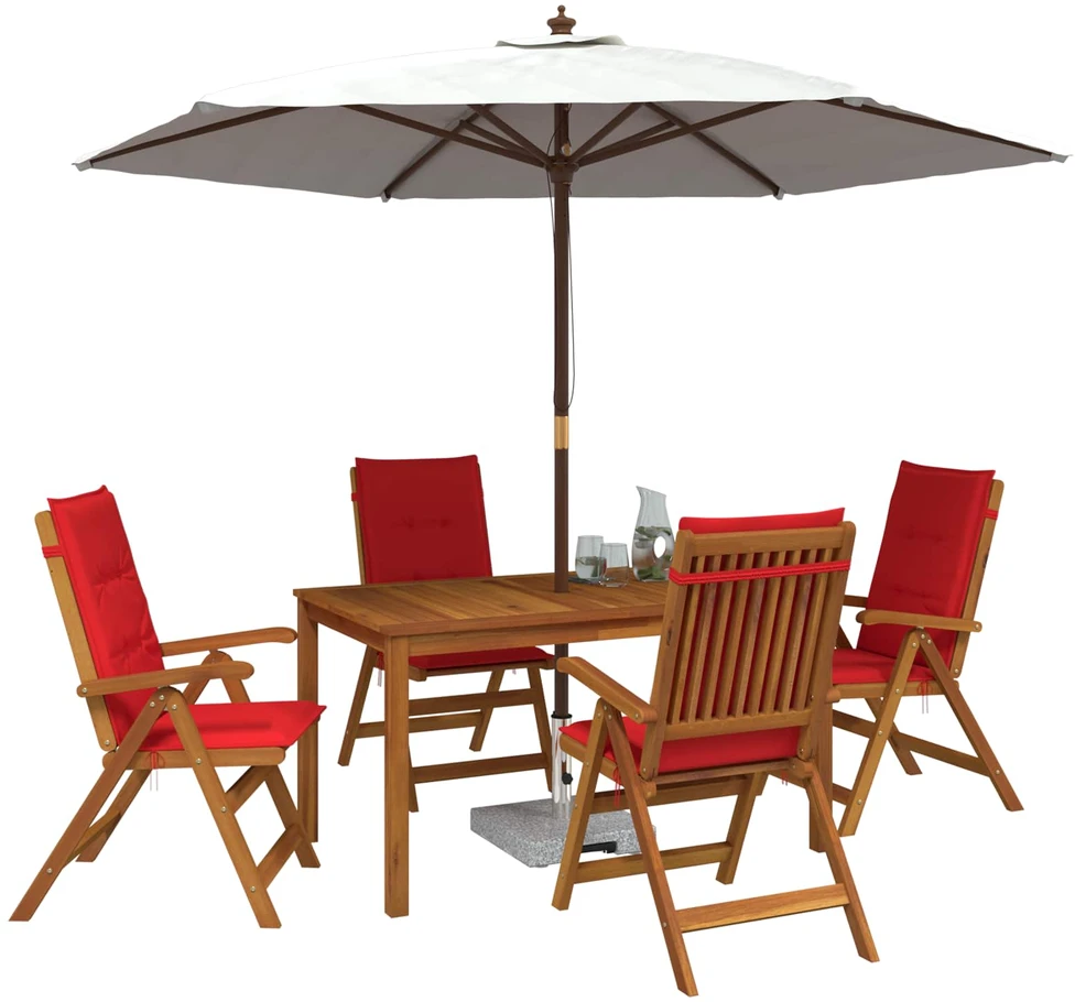 5-Piece Garden Dining Set Natūrali Kietos akacijos mediena