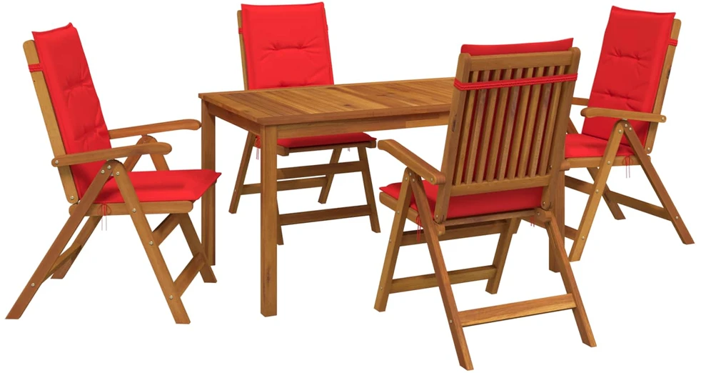5-Piece Garden Dining Set Natūrali Kietos akacijos mediena