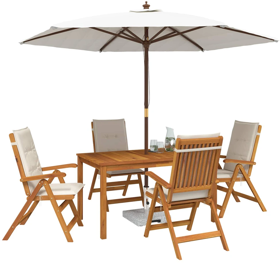 5-Piece Garden Dining Set Natūrali Kietos akacijos mediena