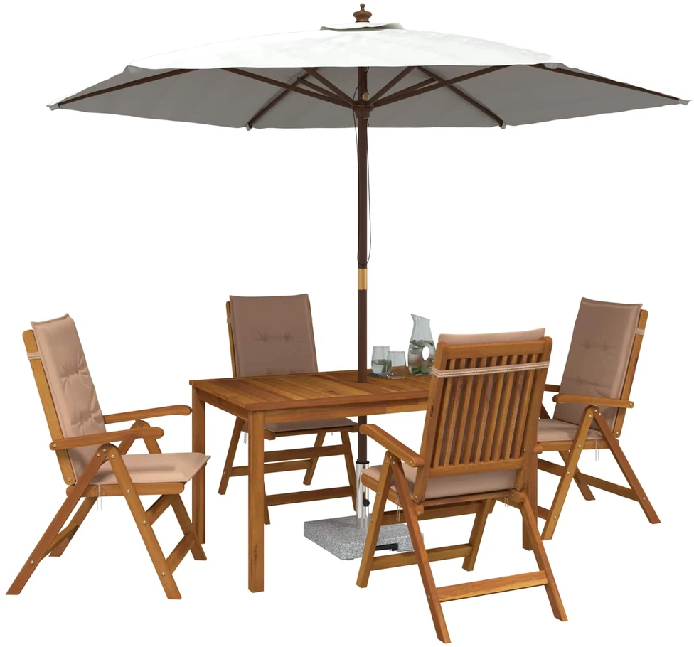 5-Piece Garden Dining Set Natūrali Kietos akacijos mediena